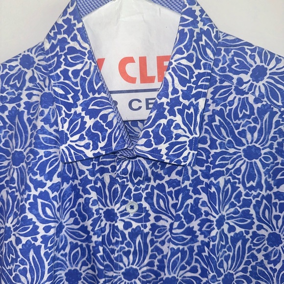 Bugatchi Men Large ‘Flowers Pattern’ Short Sleeve Classic Fit Shirt - Picture 3 of 9